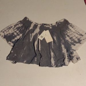 NWT Kiwi & punch tie-dyed gray & white flowy crop top size M shirt